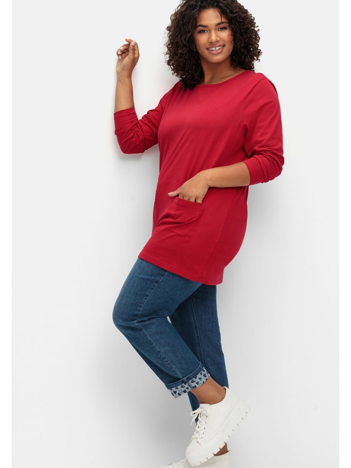 sheego Longshirt in rot günstig kaufen