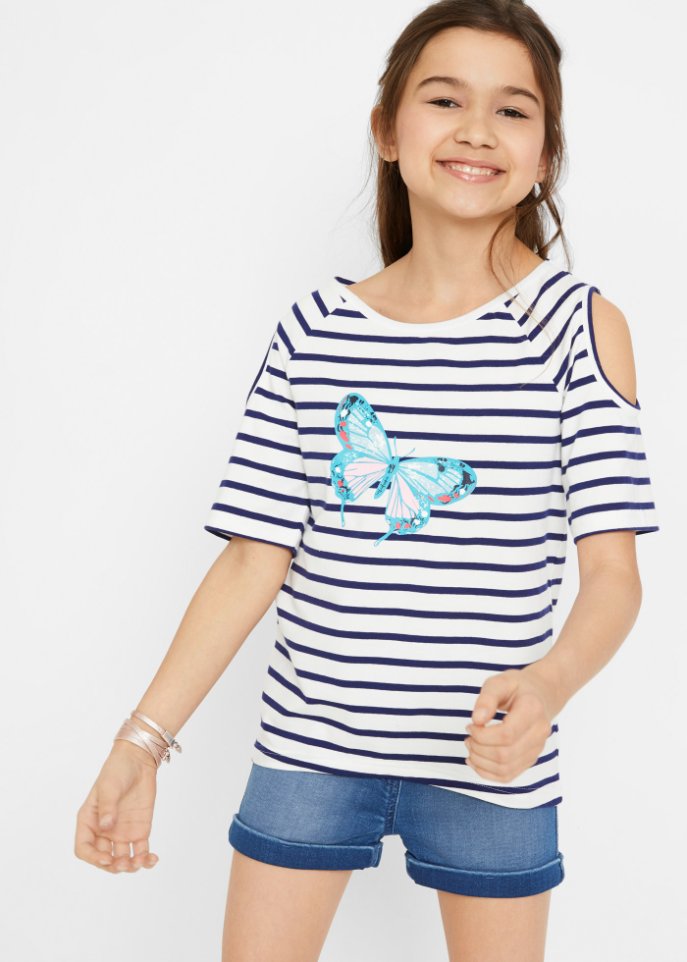 Mädchen T-Shirt mit Cut-Out-Schultern (2er Pack)