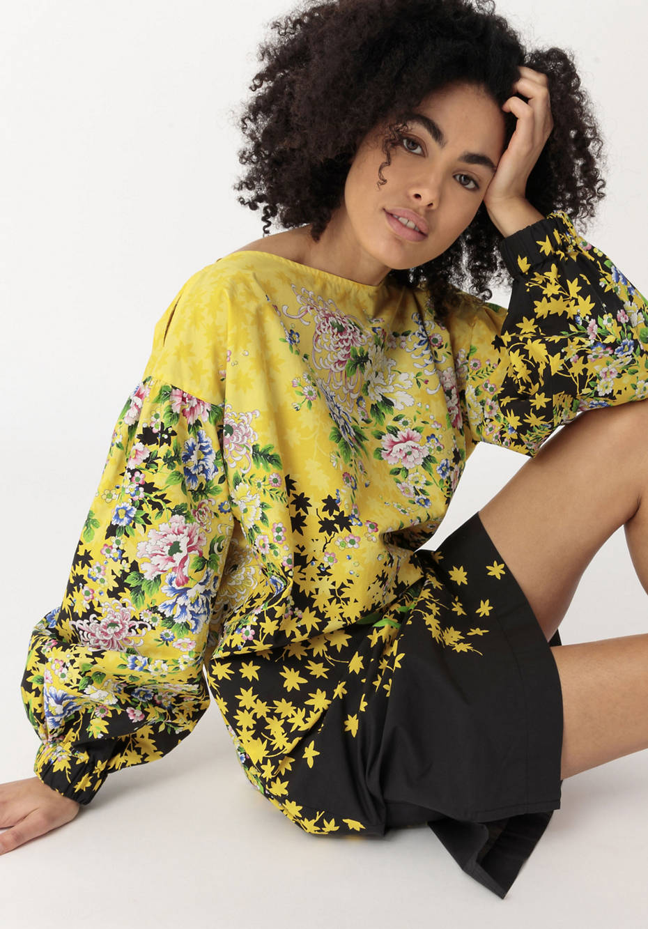 WUNDERKIND X HESSNATUR Oversize-Kleid mit Kimono-Print aus reiner Bio-Baumwolle