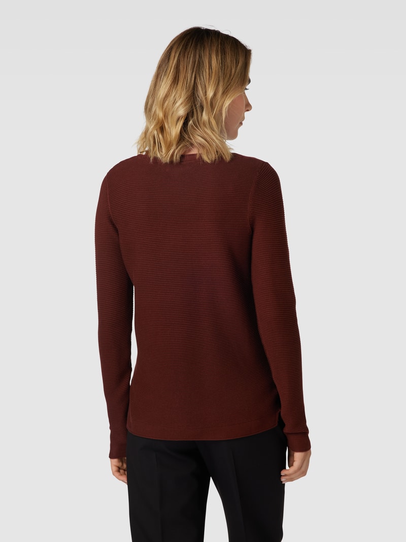 Strickpullover mit Rippenstruktur in mittelbraun