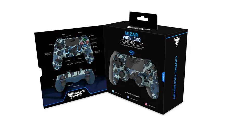 Mizar Wireless Controller für PS4 Blau Camo
