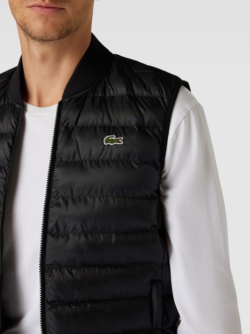 Steppweste mit Label-Stitching in schwarz