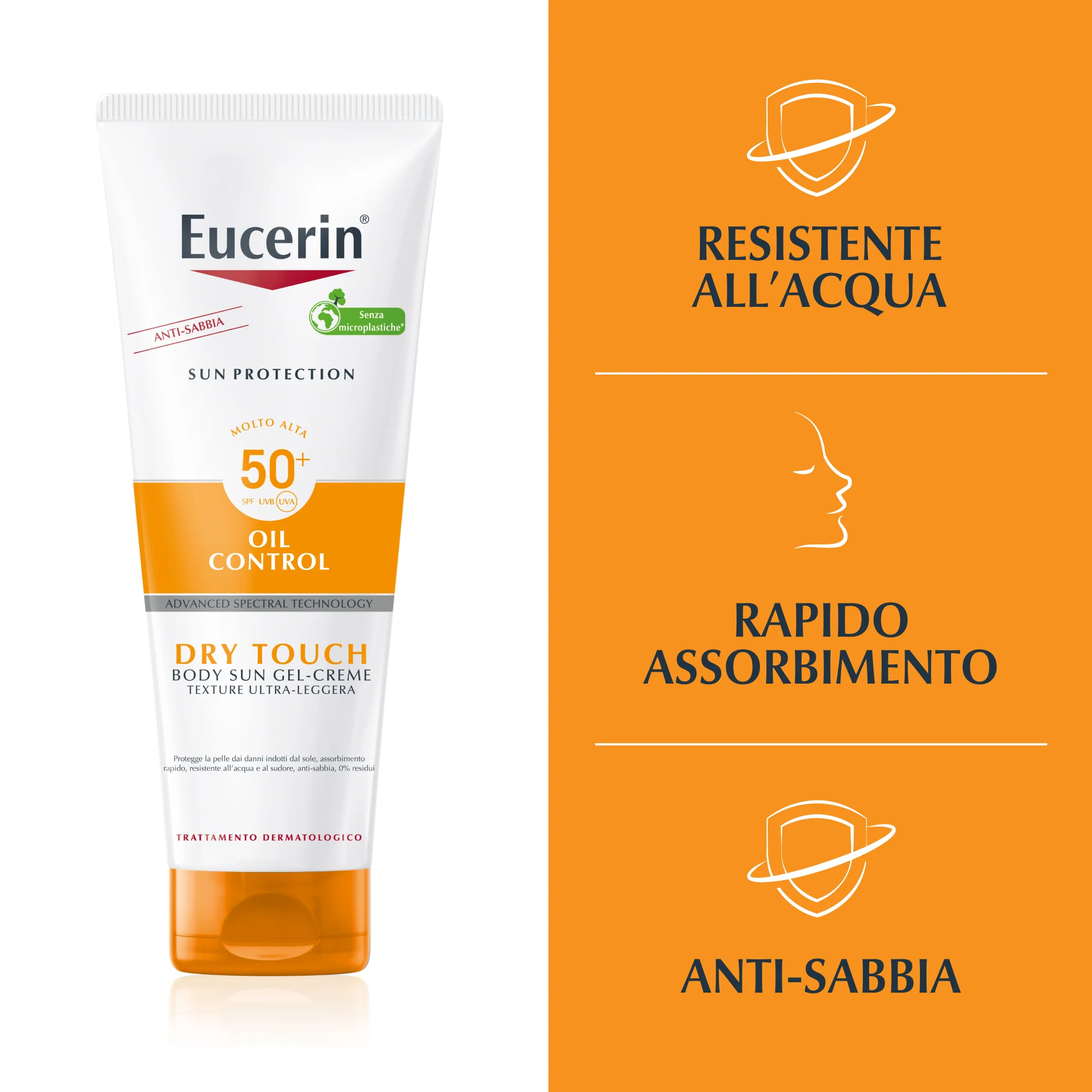 Gel-crema solar de alta protección con control de grasa y tacto seco SPF50+ - Gel solar corporal de alta protección, crema solar corporal de alta protección.