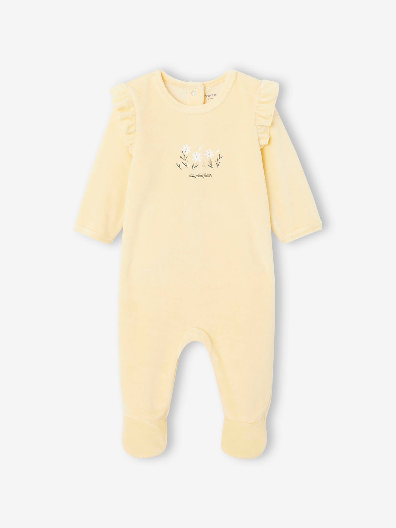 Vertbaudet 2er-Pack Baby Samt-Strampler Oeko-Tex - hellgelb
