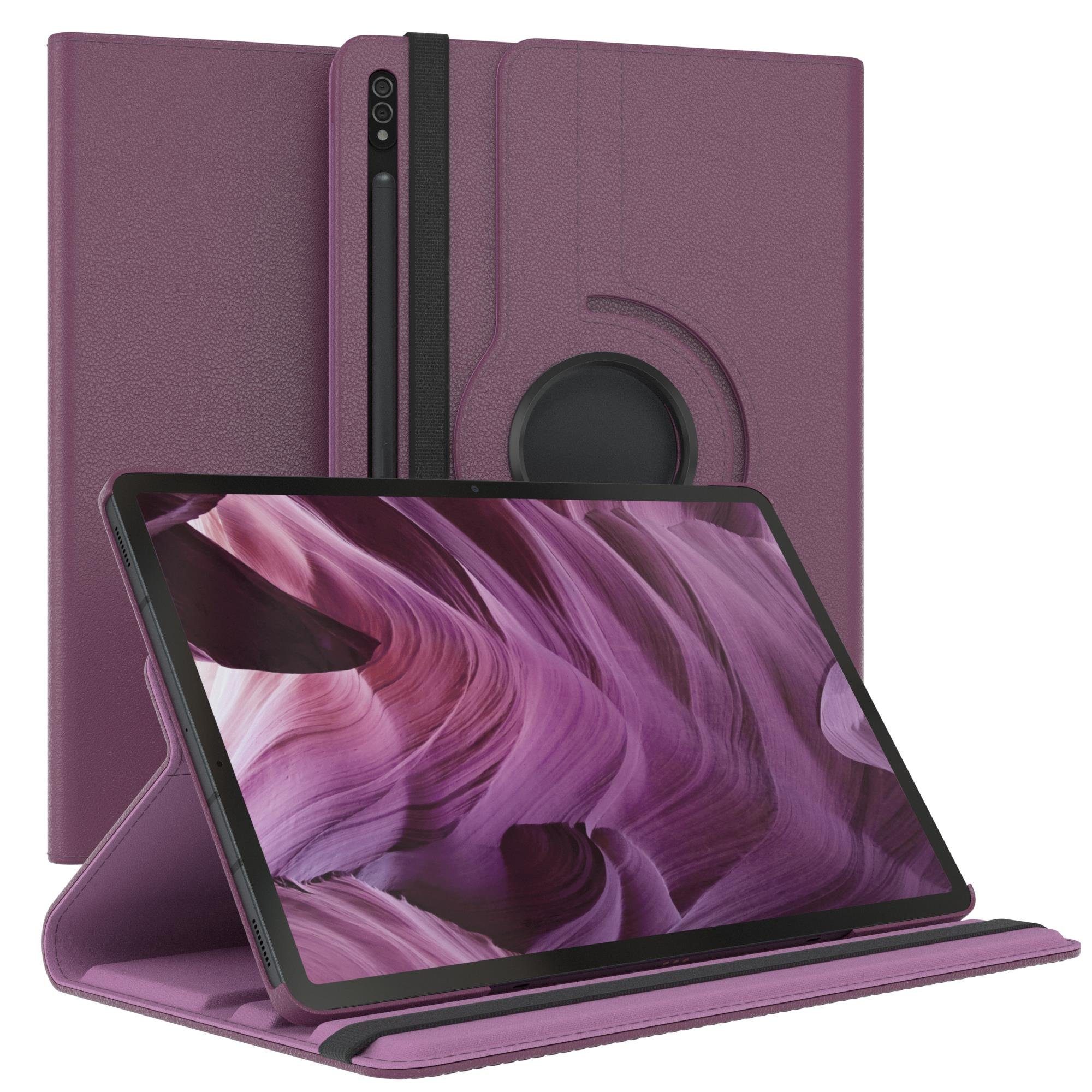EAZY CASE Tablet-Hülle Rotation Case für Samsung Galaxy Tab S7 Plus / S8+ 12,4 Zoll, Tablet-Hülle Bookstyle Case Fullcover Schutz Tasche Stehfunktion Lila