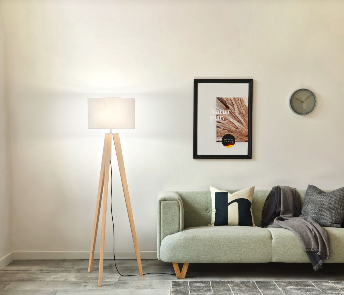 Fischer & Honsel 3-flg Stehlampe Shine-Wood