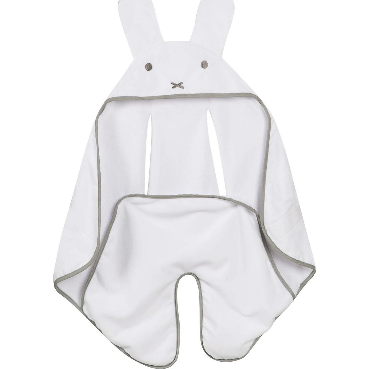 Baby-Einschlagdecke 'miffy®' mit Schlitzen für Gurte für alle Autositze & Kinderwagen, grau, 82,5 x 73 cm