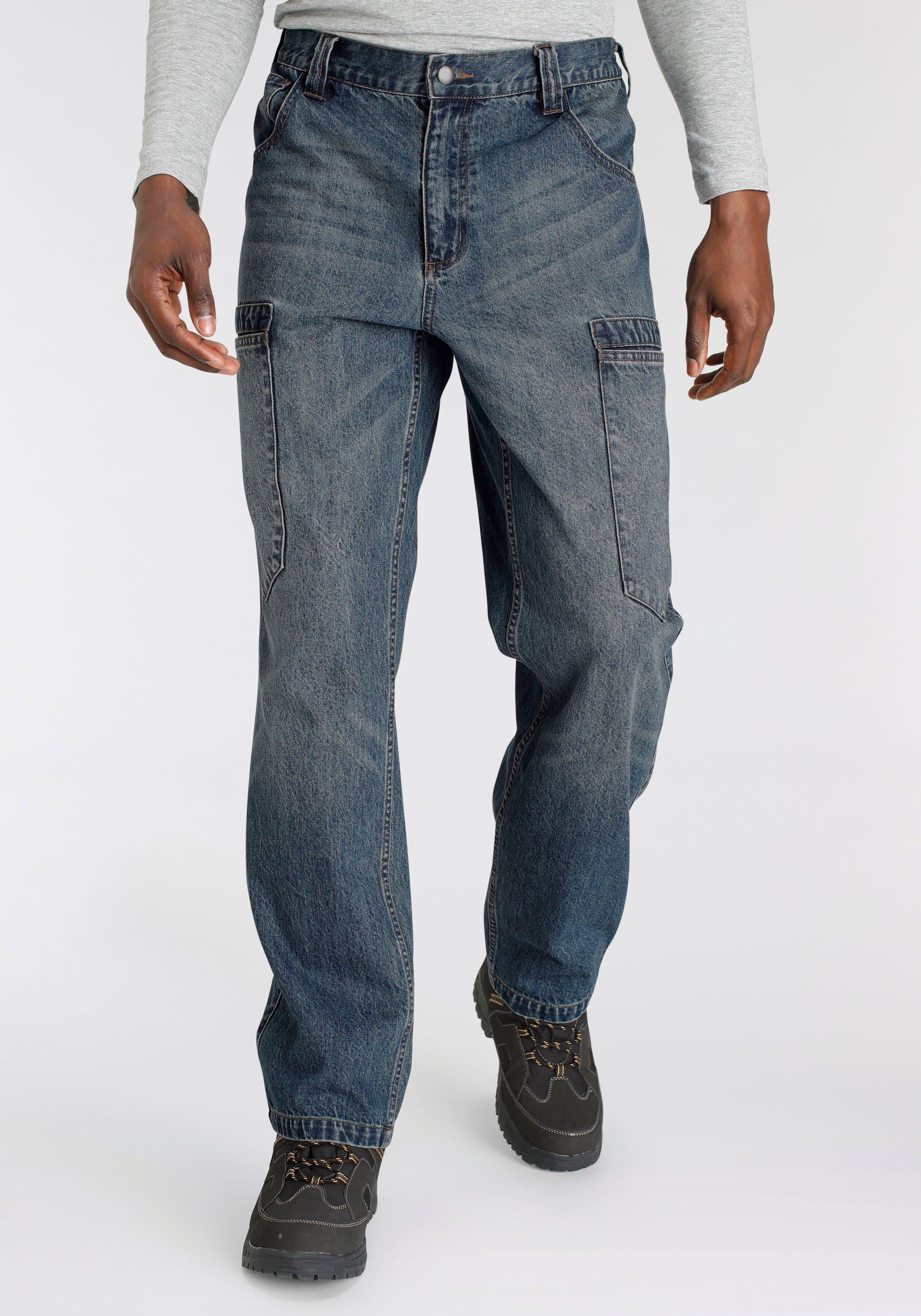 Northern Country Arbeitshose Cargo Jeans (aus 100% Baumwolle, robuster Jeansstoff, comfort fit) mit dehnbarem Bund, mit 6 praktischen Taschen