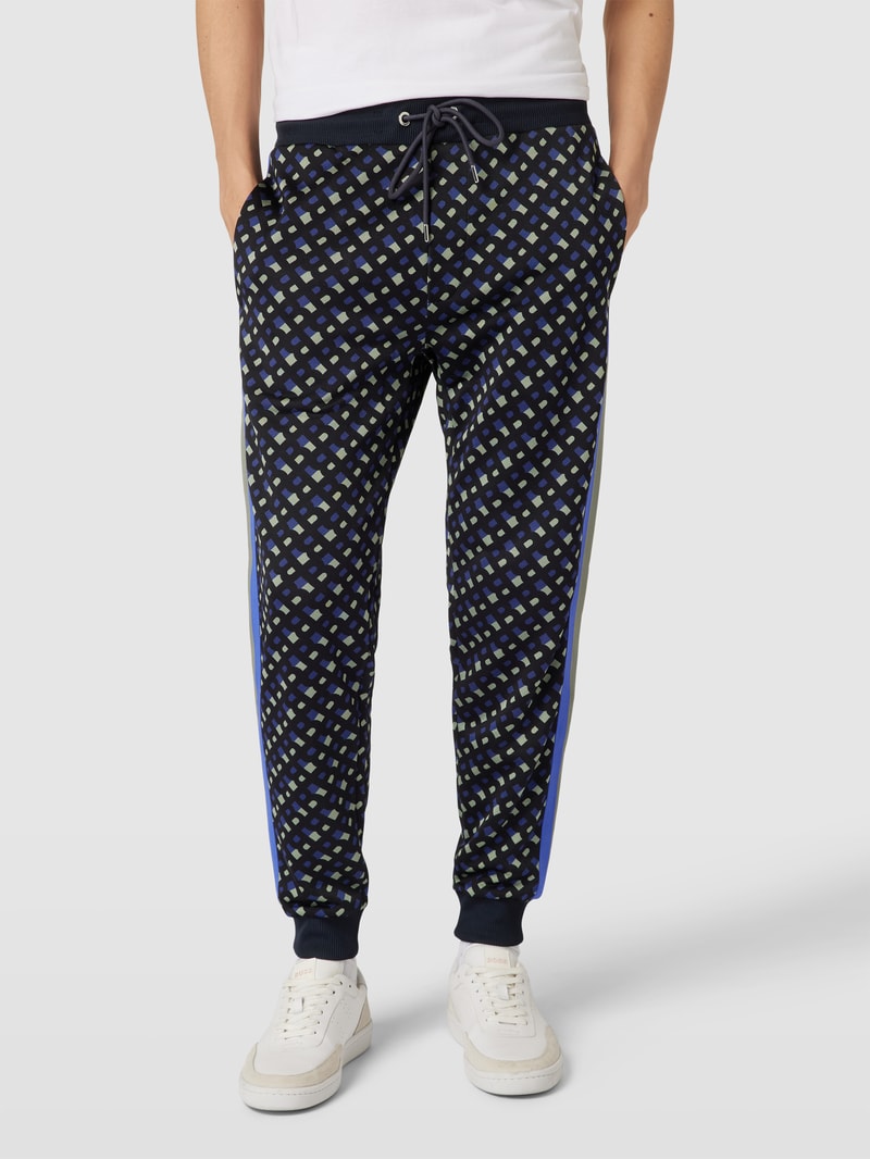 Sweatpants mit Allover-Muster Modell 'Lammont' in blau
