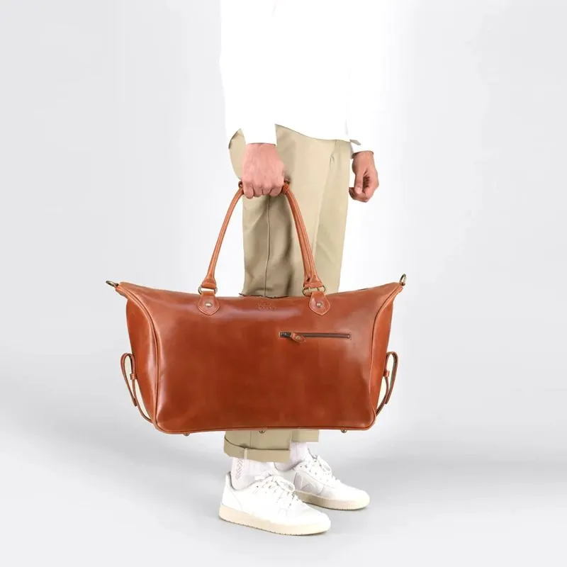 Buckle & Seam Leder Weekender Linwood - Cognac \/ Blau