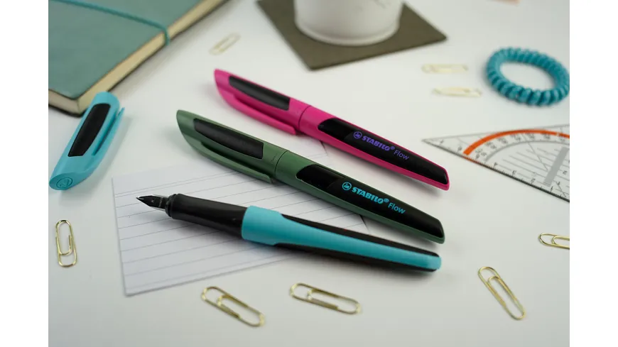 STABILO® Füller - STABILO Flow SPORTY in hellblau/schwarz - Einzelstift - inklusive Patrone