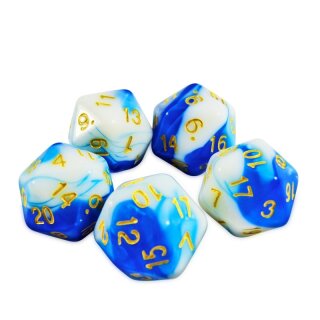 Spielwürfel W20 - Blau Weiss 20 mm (5)