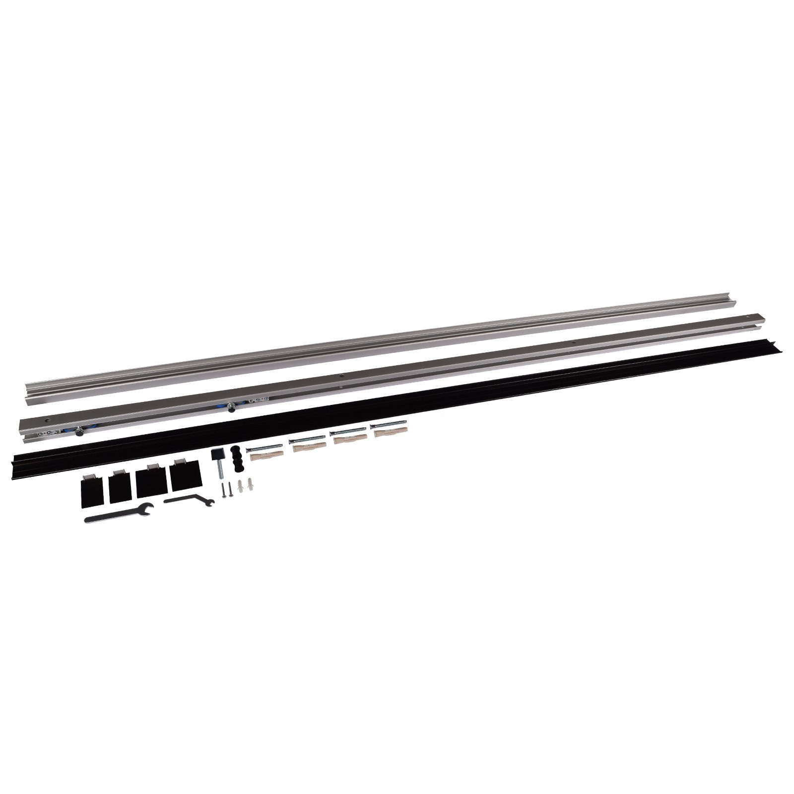 inova wohnen Glasschiebetür mit schwarzem Aluminium Rahmen und Dekorleisten, 75,5 x 203,5 cm, Lofttür