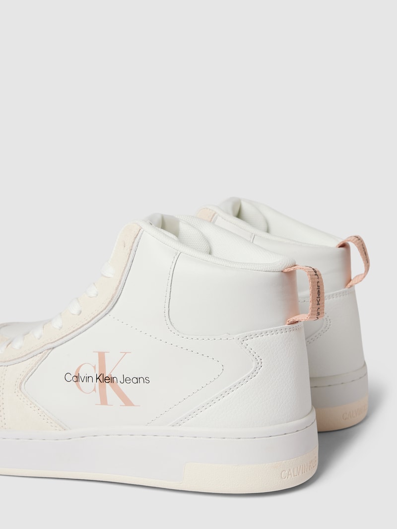 High Top Sneaker mit Label-Details Modell 'BASKET' in beige