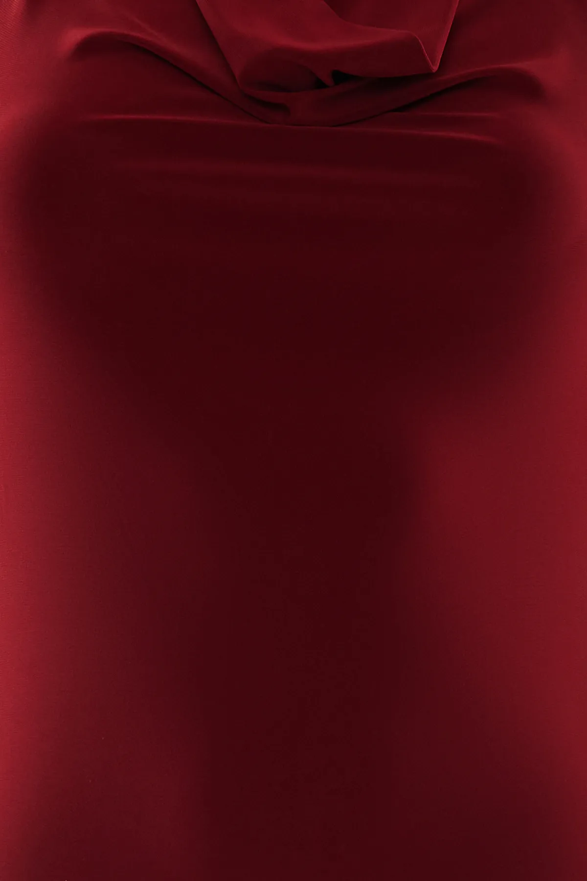 Trendyol Collection  Burgunderrotes, dehnbares Strick-Midi-Bleistiftkleid mit Degaje-Kragen TWOSS24EL00106