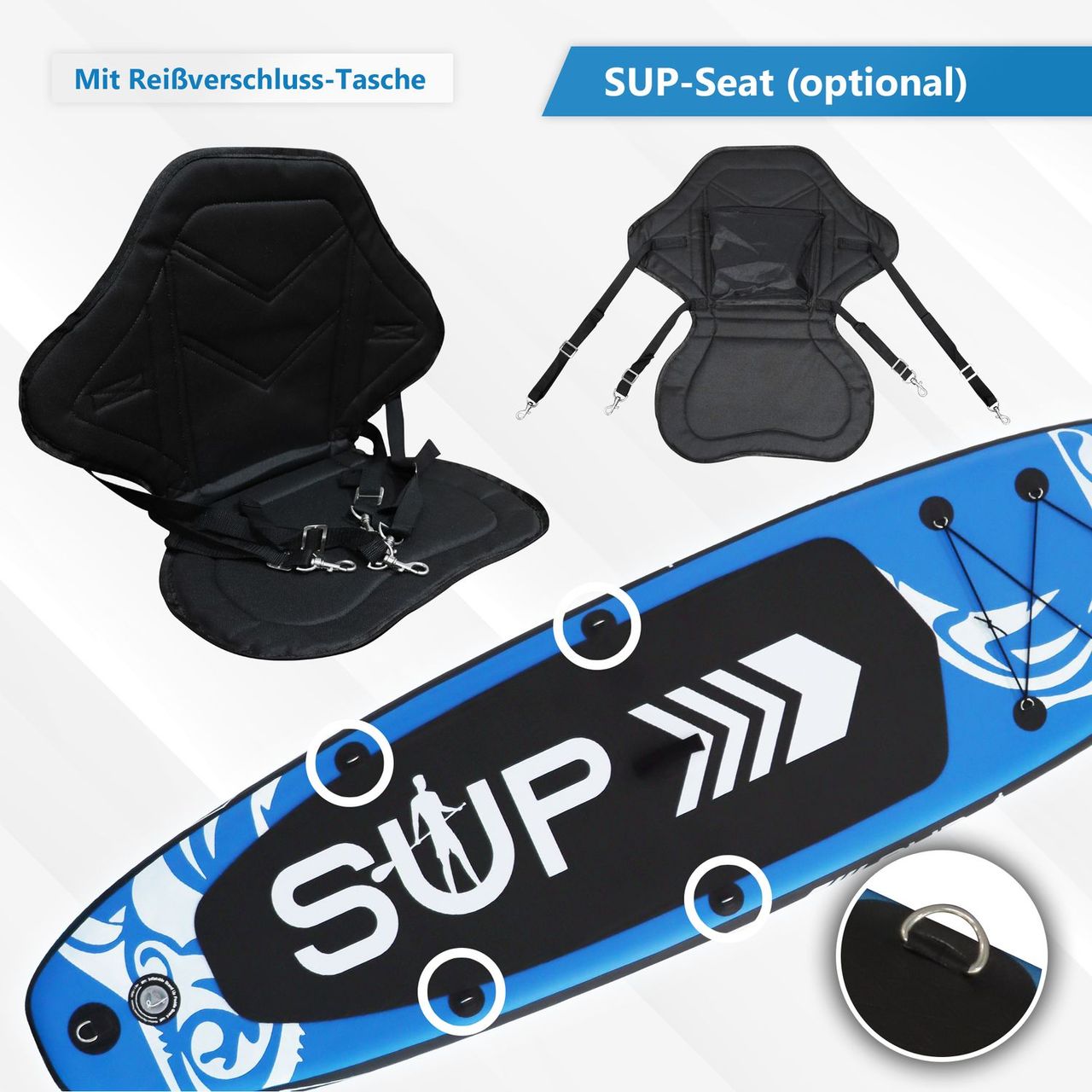 TroniTechnik 24MOVE® Standup Paddle Board SUP, inkl. Zubehör, Paddel und Hochdruckpumpe, ROT, 305x76x15cm