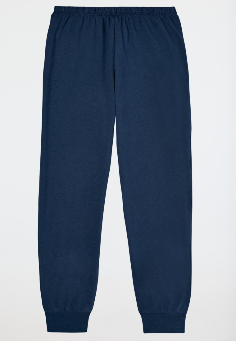Schlafanzug lang Motivdruck blau - Nightwear