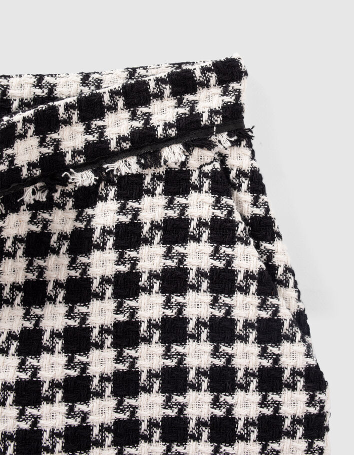 Short noir effet tweed à motif pied-de-coq Femme