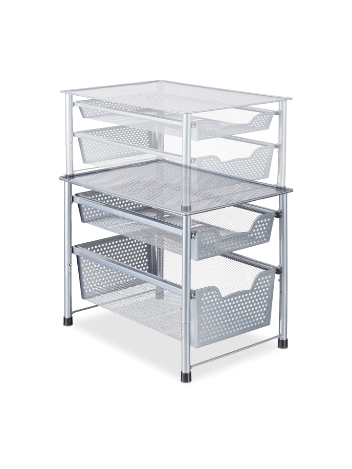 relaxdays Schubladenregal in Silber - (B)28 x (H)30 x (T)42,5 cm günstig kaufen onesize