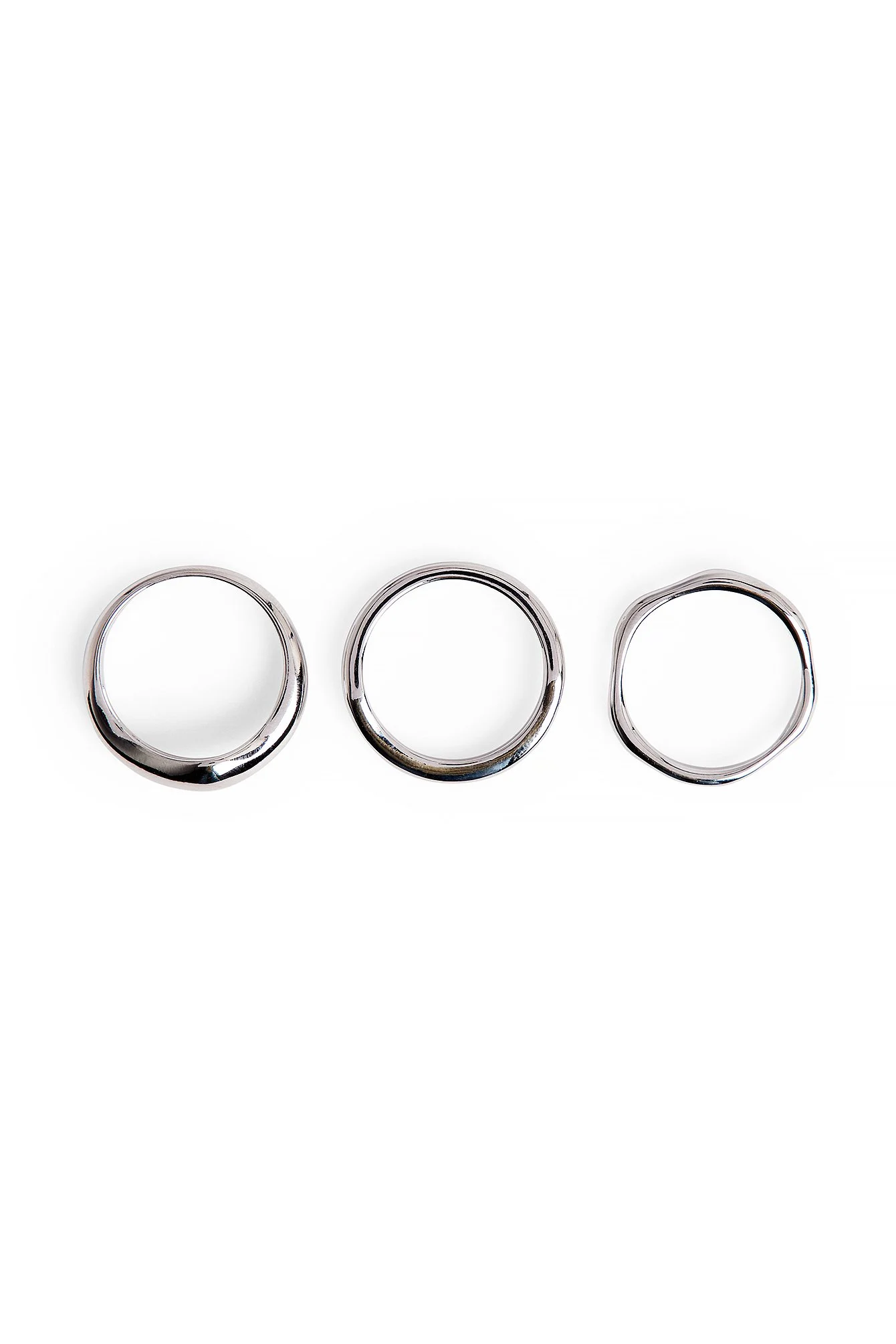 3er-Pack wellige Versilberte Ringe