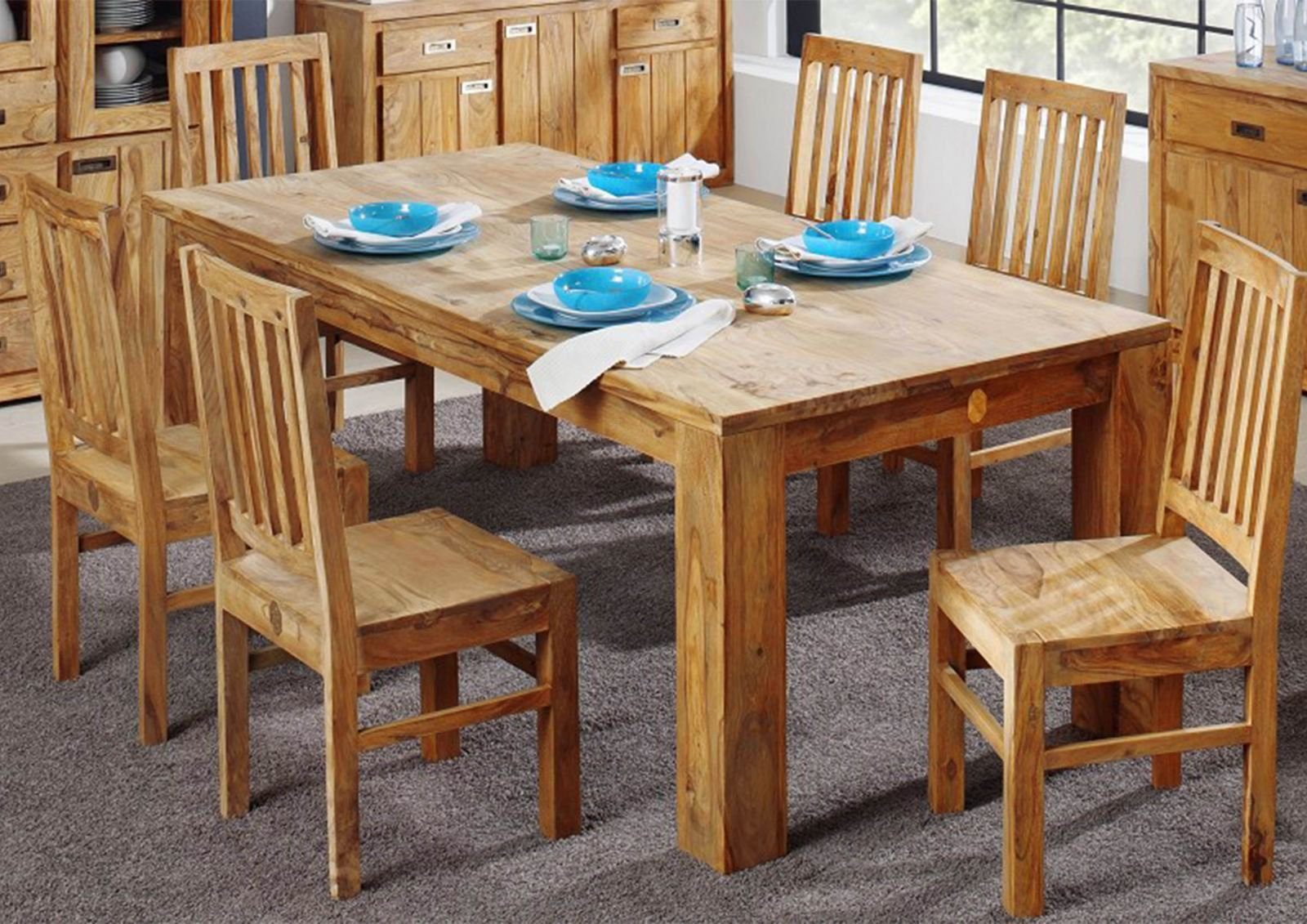 Massivmoebel24 Esstisch Esstisch Sheesham 260x100x76 braun geölt NATURE BROWN #829