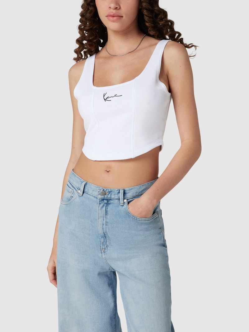 Crop Top mit Label-Stitching - P&C x Karl Kani in weiss