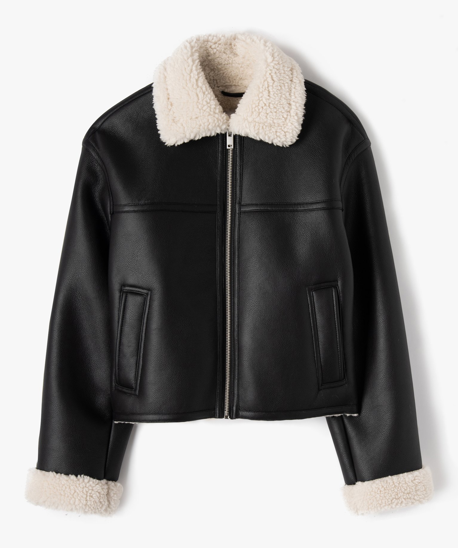 Blouson en cuir imitation avec doublure sherpa fille noir | GEMO