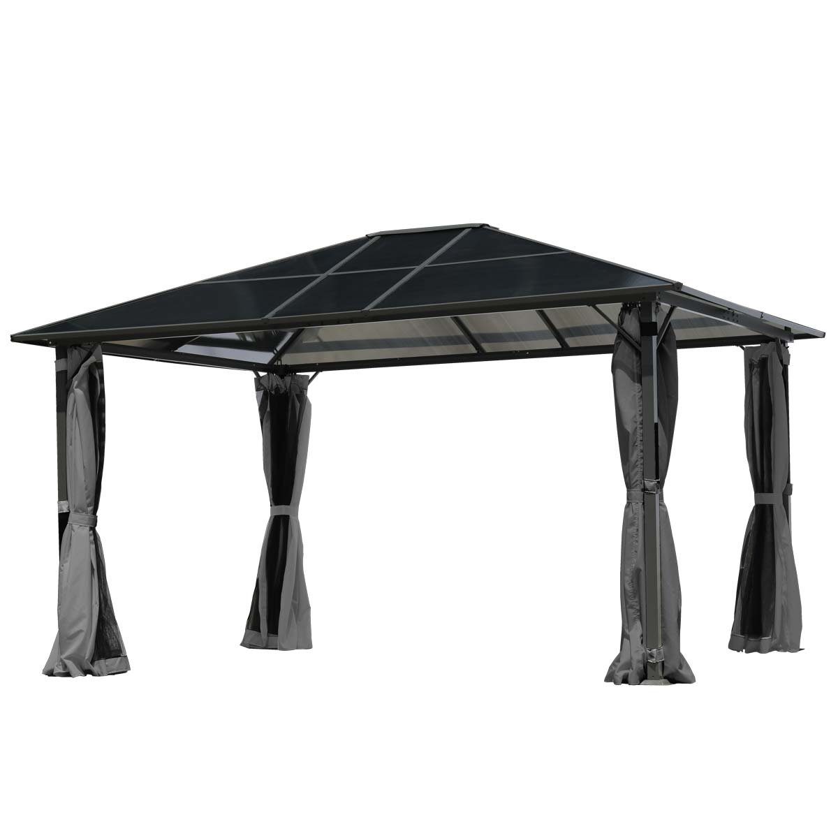 BRAST Pavillon Premium Aluminium Größen 3x4m 3,6x4,8m Moskitonetz, LED TÜV geprüft wasserdicht UV-Schutz festes Dach