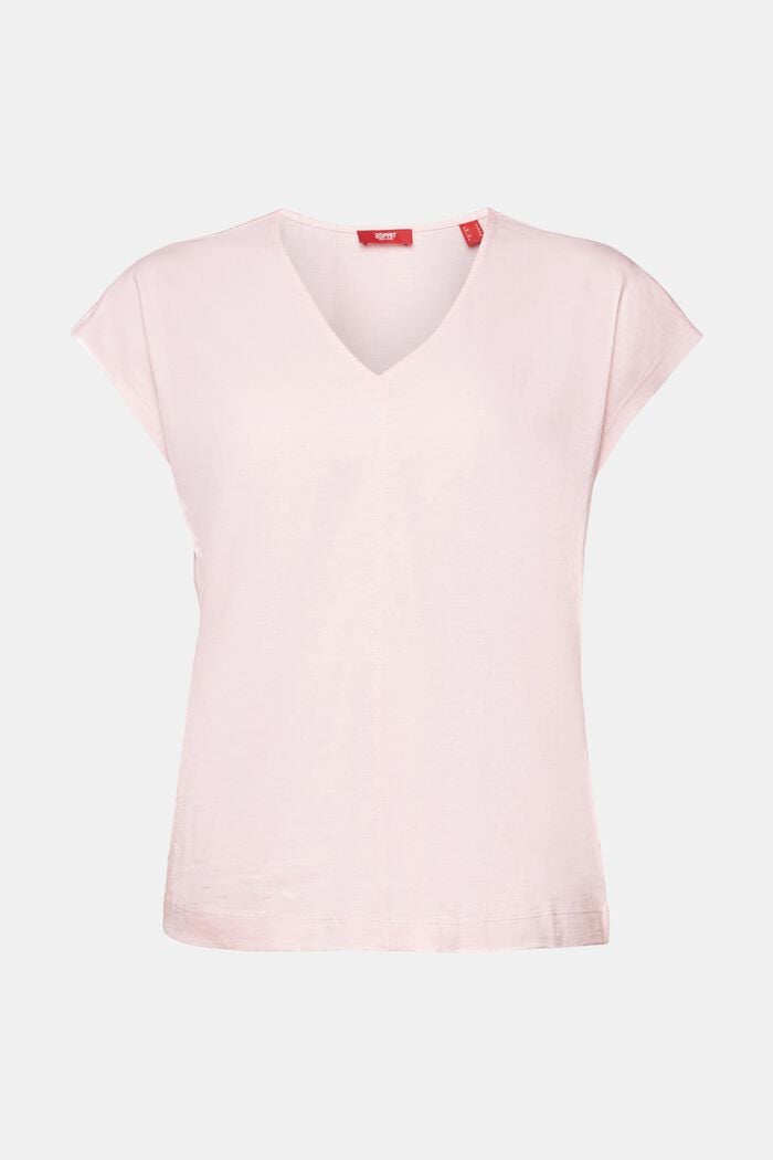 V-Neck Shirt mit Kontrastnähten, 100 % Baumwolle