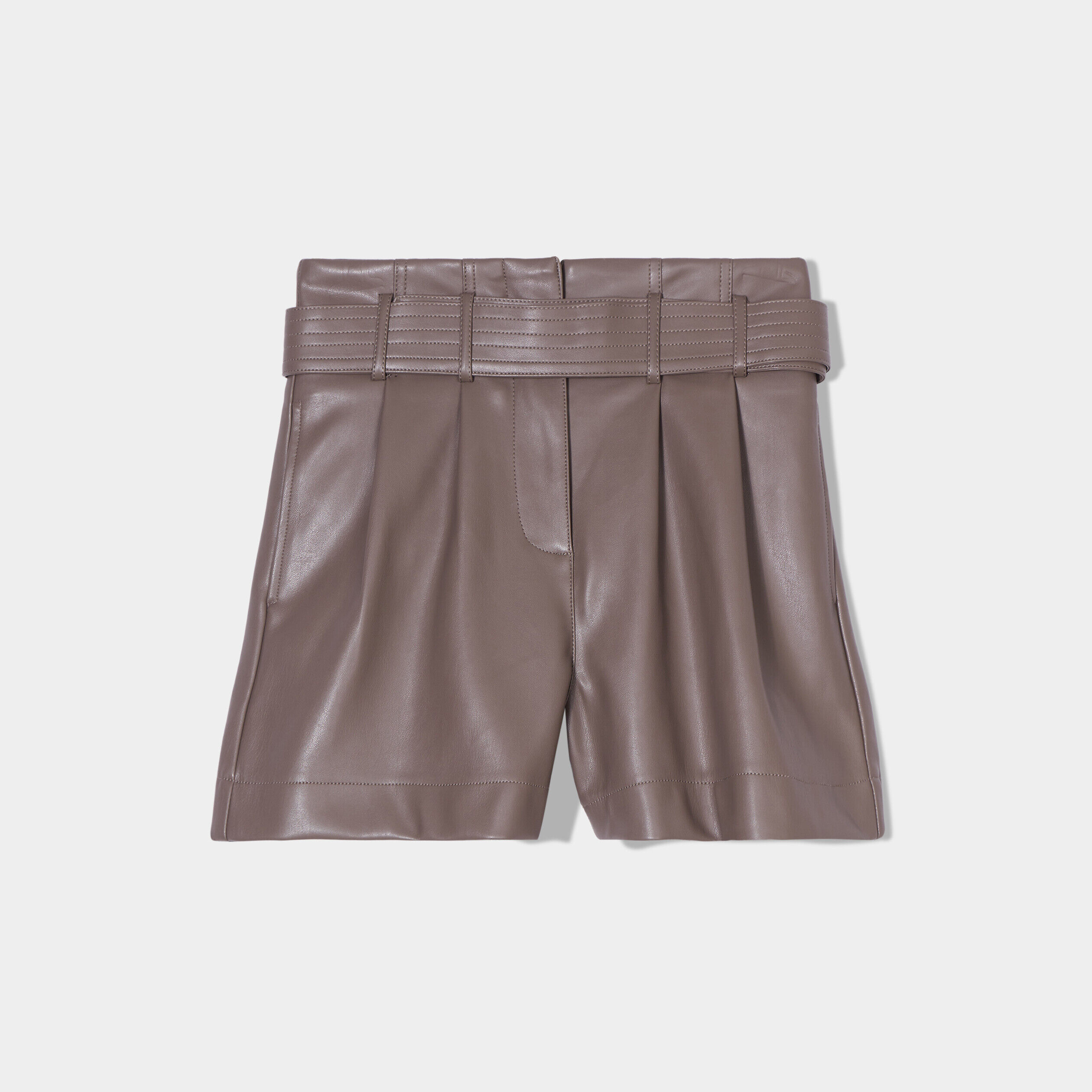 Short droit simili cuir taupe femme | Cache Cache