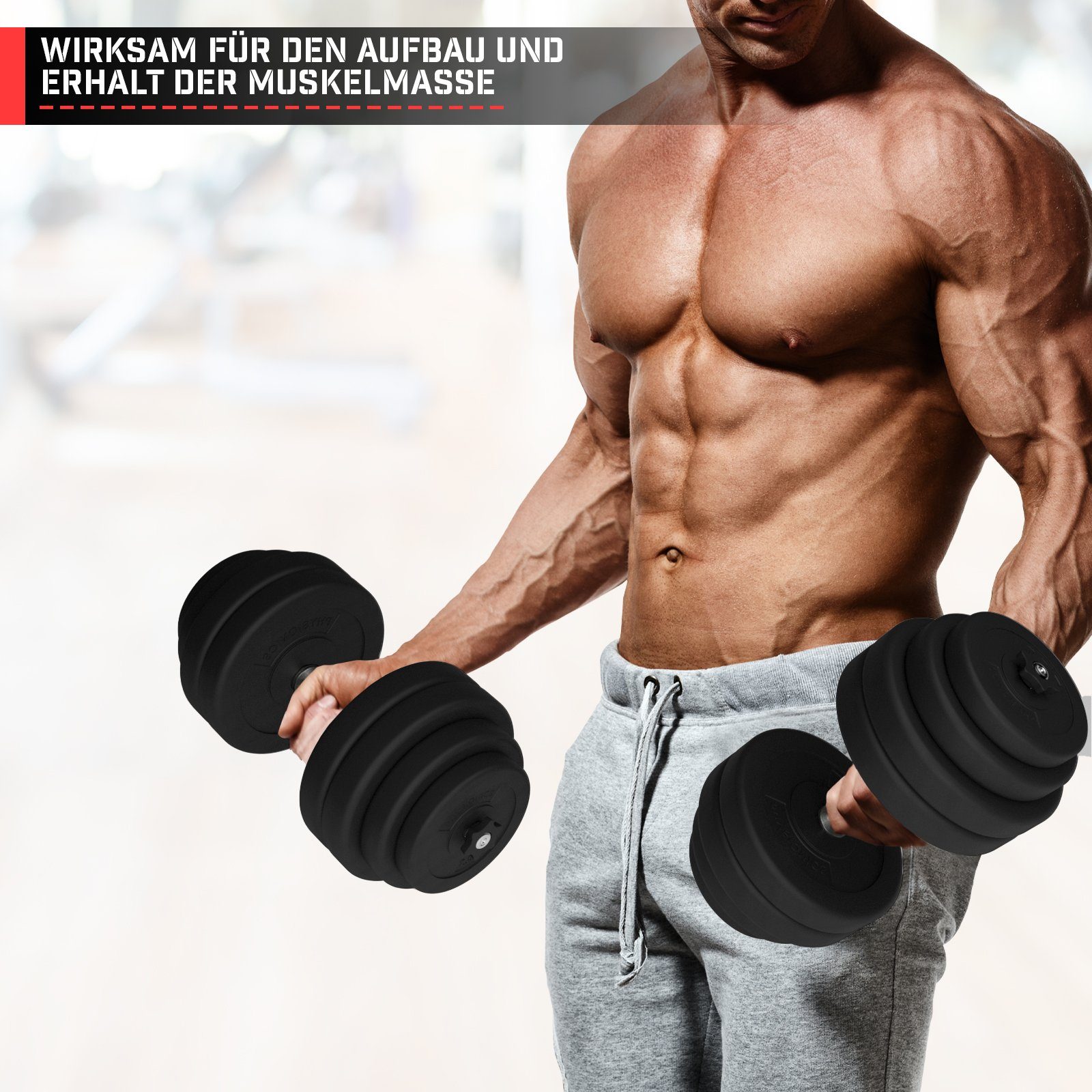 Physionics Hantelscheiben Hantelscheiben - 2er Set(2.5/5/10/15 kg), Ø 30 mm, Kunststoff, Schwarz