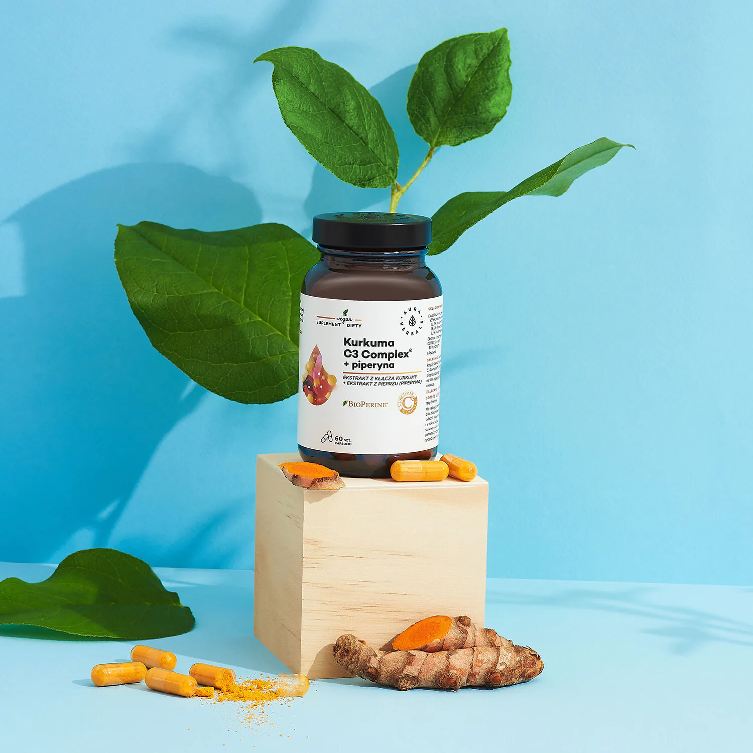 Κάψουλες Aura Herbals με σύμπλεγμα C3 500 mg με κουρκουμά + πιπερίνη
