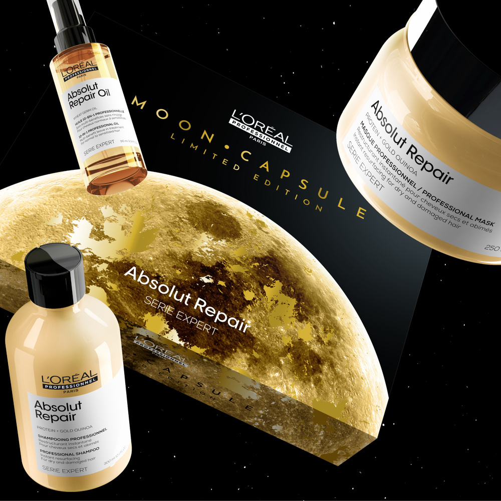 L'Oréal Professionnel Serie Expert Coffret de Noël Trio Absolut Repair - Cheveux Secs et Abîmés Shampoing, masque et huile