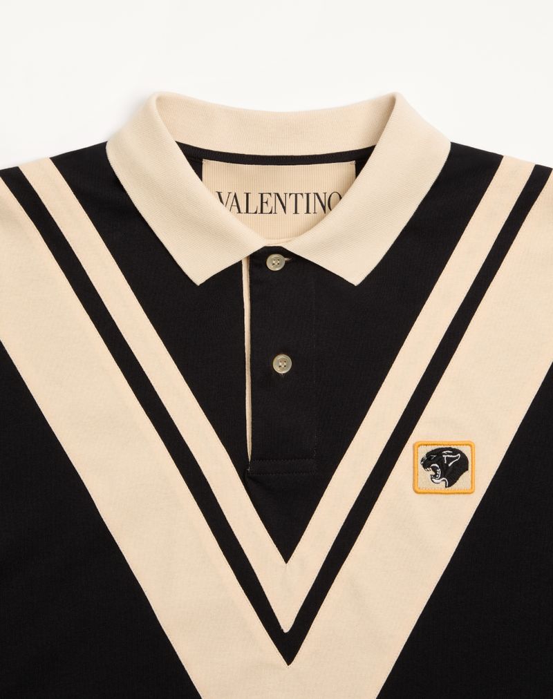 Valentino bomuldspoloshirt med indlagt V og broderet pantermærke