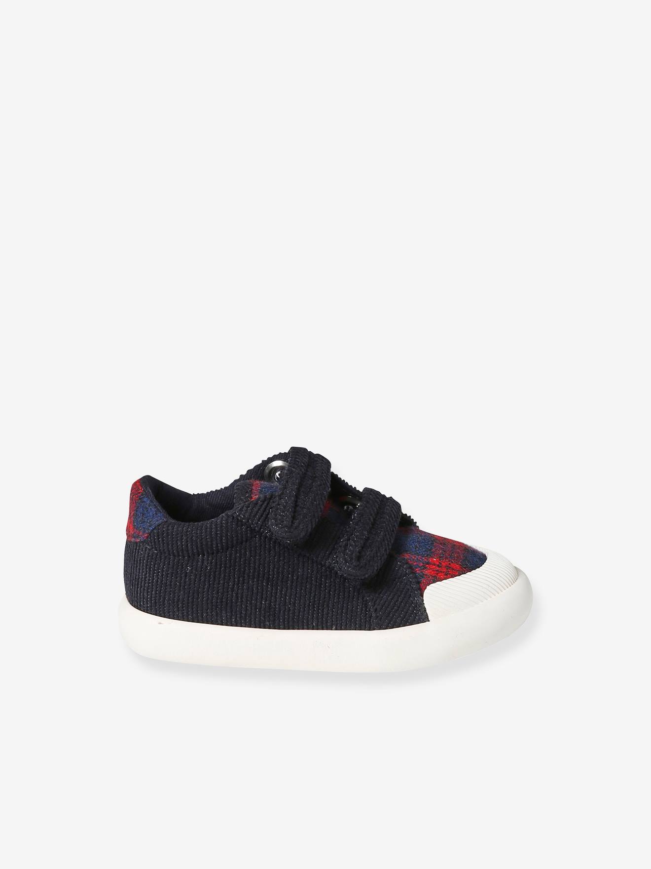 Vertbaudet Baby Stoff-Sneakers mit Klettverschluss - blau kariert