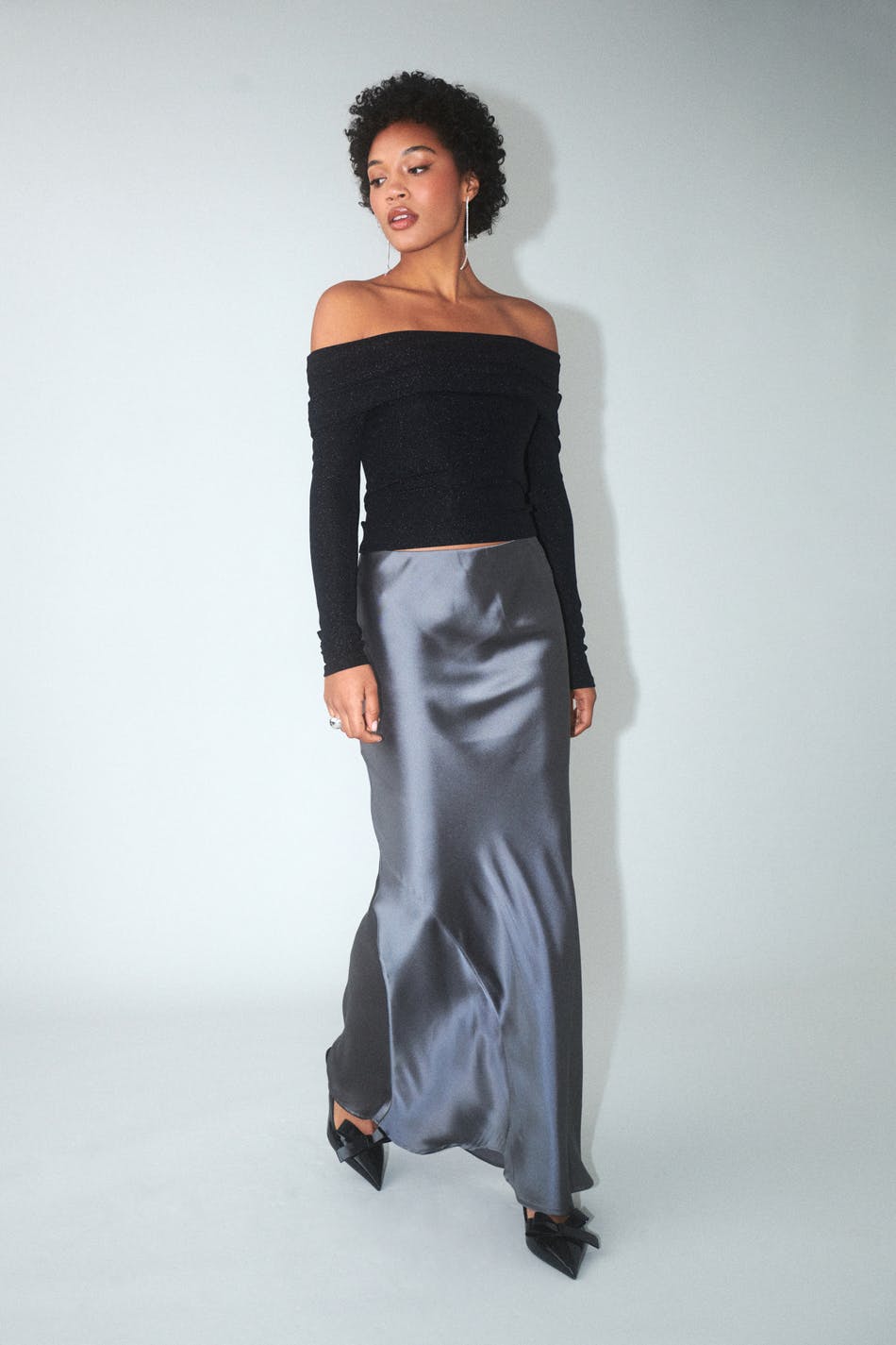 Satin maxi skirt