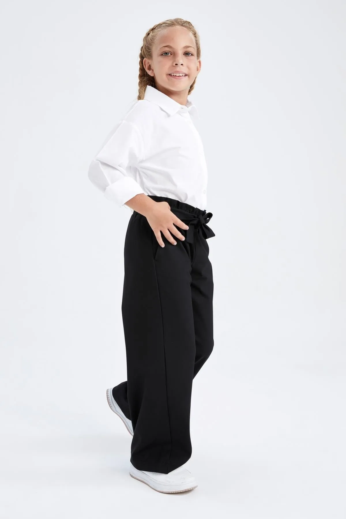 DeFacto  Mädchenhose „Back to School“ mit weitem Bein und Gürtel