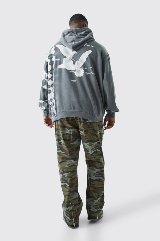 Plus Oversize Hoodie mit Batik-Print