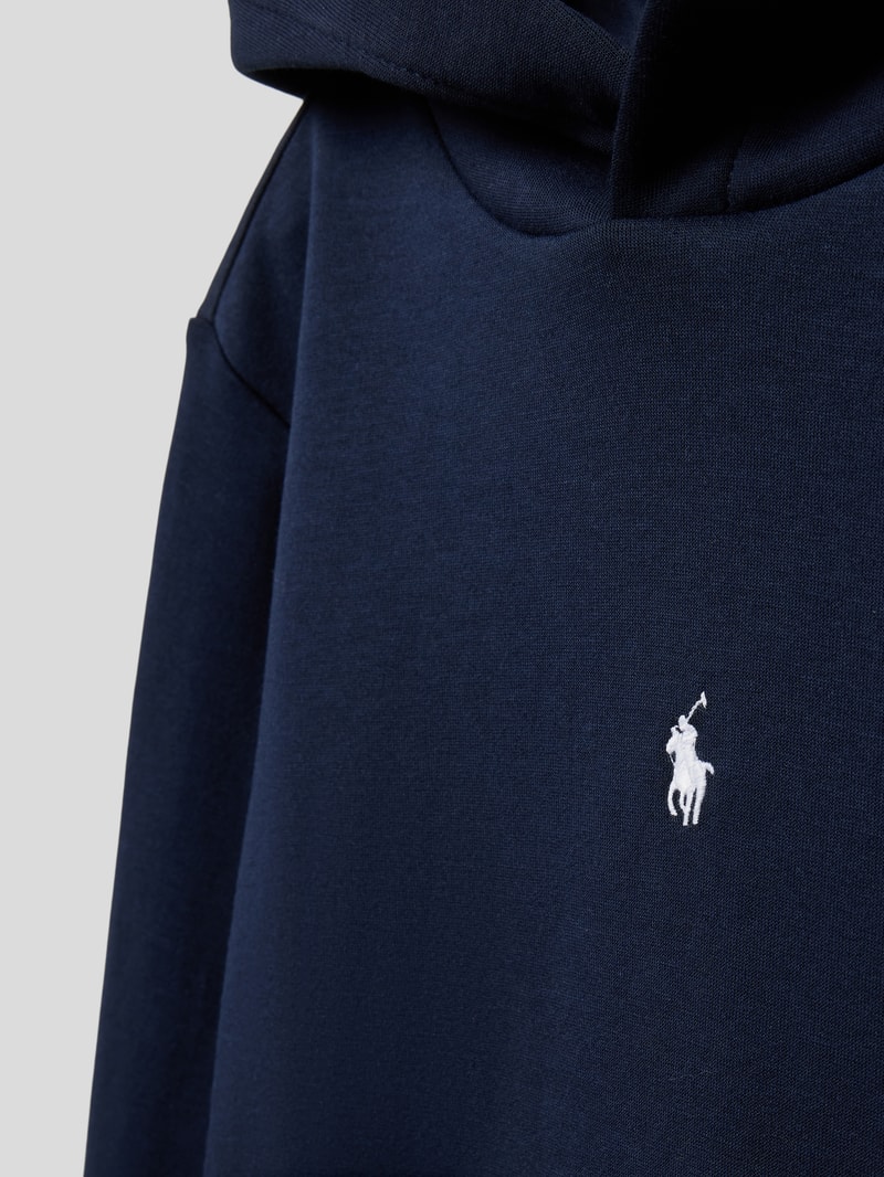 Hoodie aus Baumwoll-Mix mit Label-Detail in marineblau