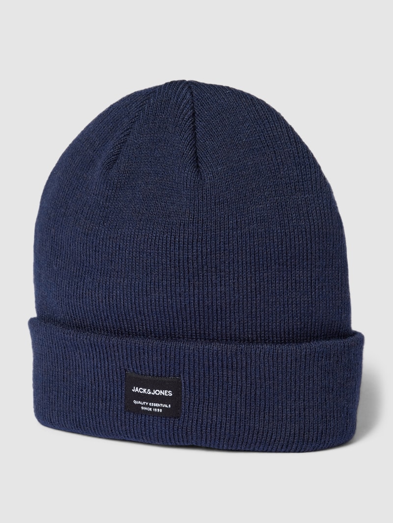 Beanie mit Logo-Patch in marineblau