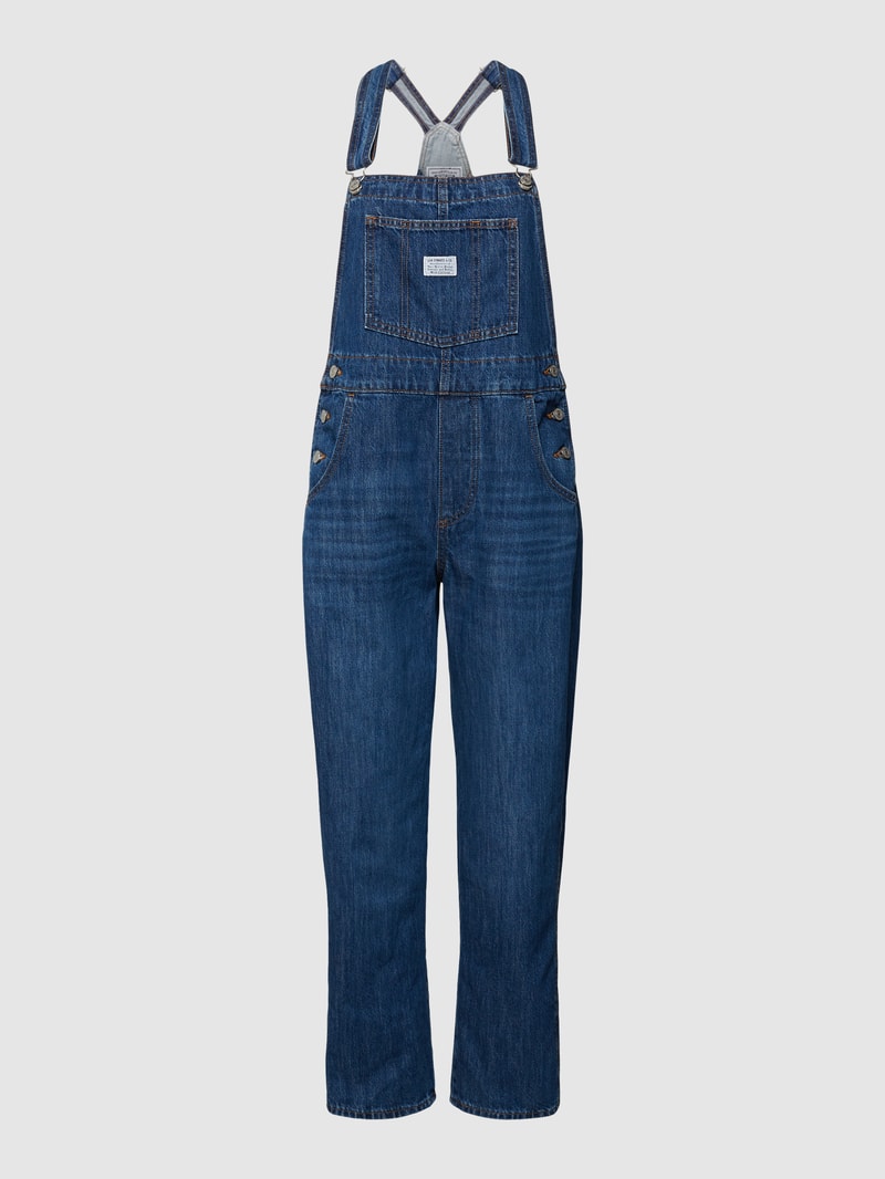 Latzhose mit Label-Patch Modell 'VINTAGE' in jeans