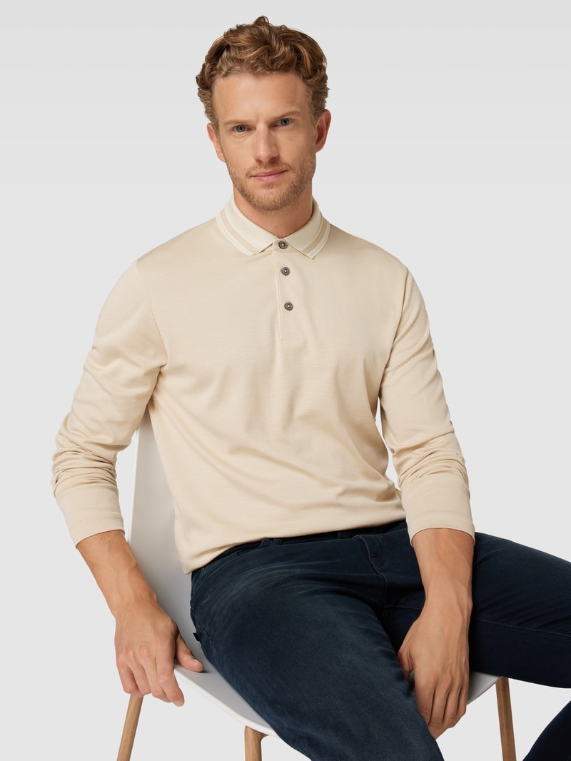 Poloshirt mit Strukturmuster Modell 'Pleins' in offwhite