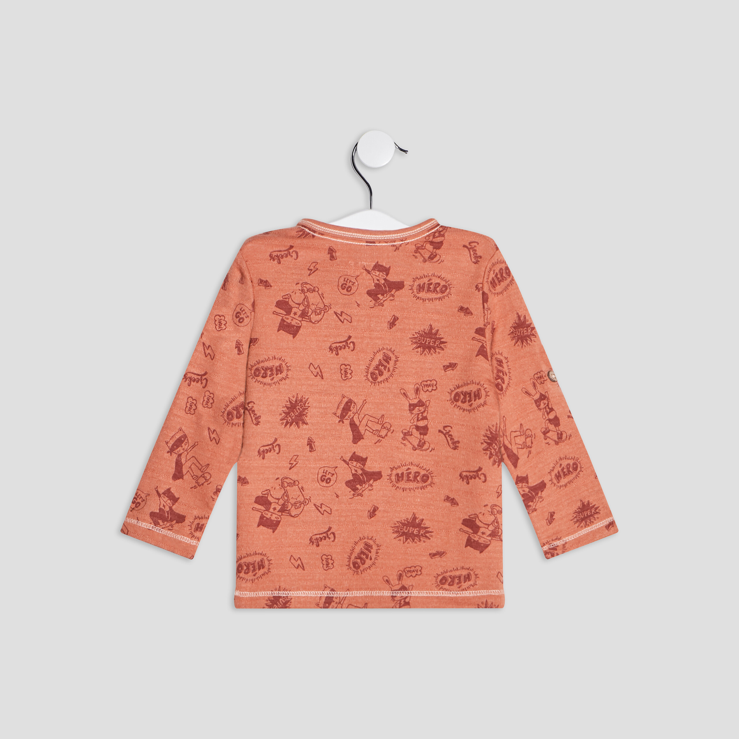 T-shirt manches longues Creeks orange fonce bébé garçon | La Halle