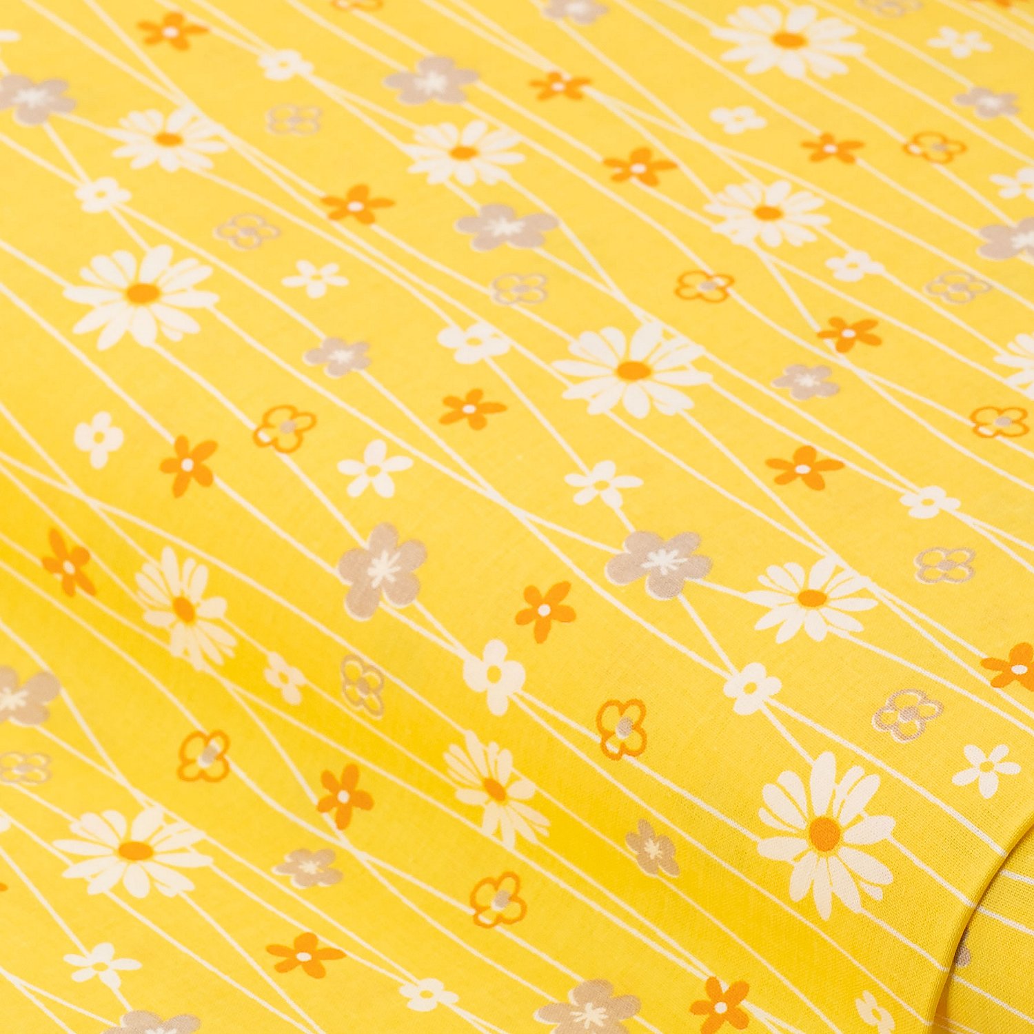 Baumwollstoff Blumen & Linien 