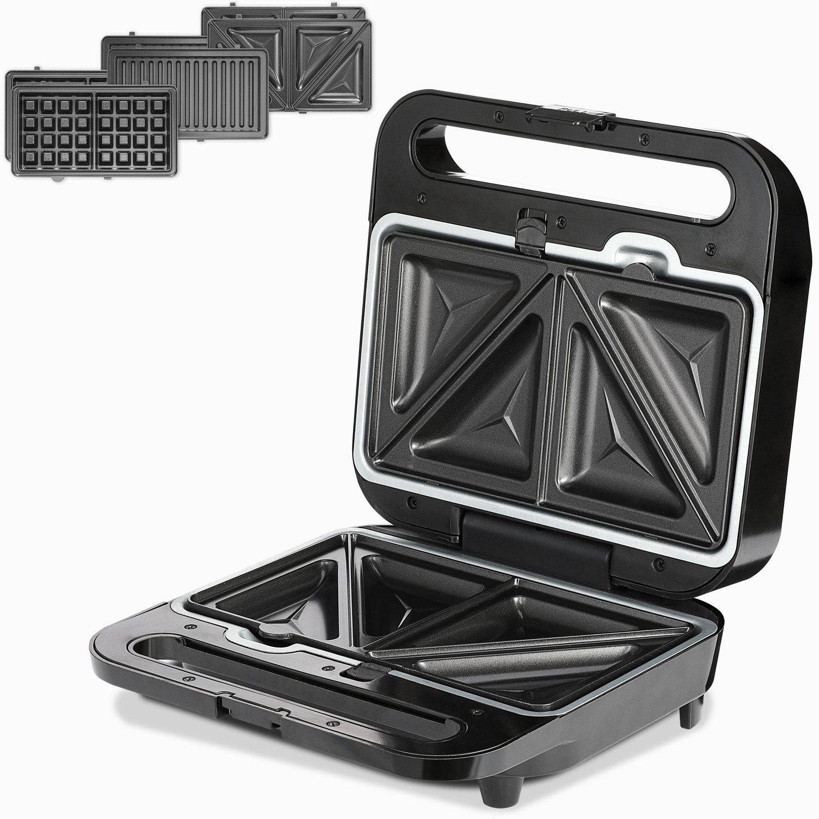 monzana Sandwichmaker, 1000 W, 3 in 1 Sandwichtoaster 3 Sandwich- Grill- Waffelplatten