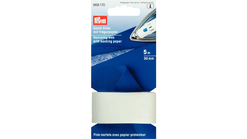 Prym Saumvlies mit Trägerpapier zum Einbügeln 30 mm weiß 5 m