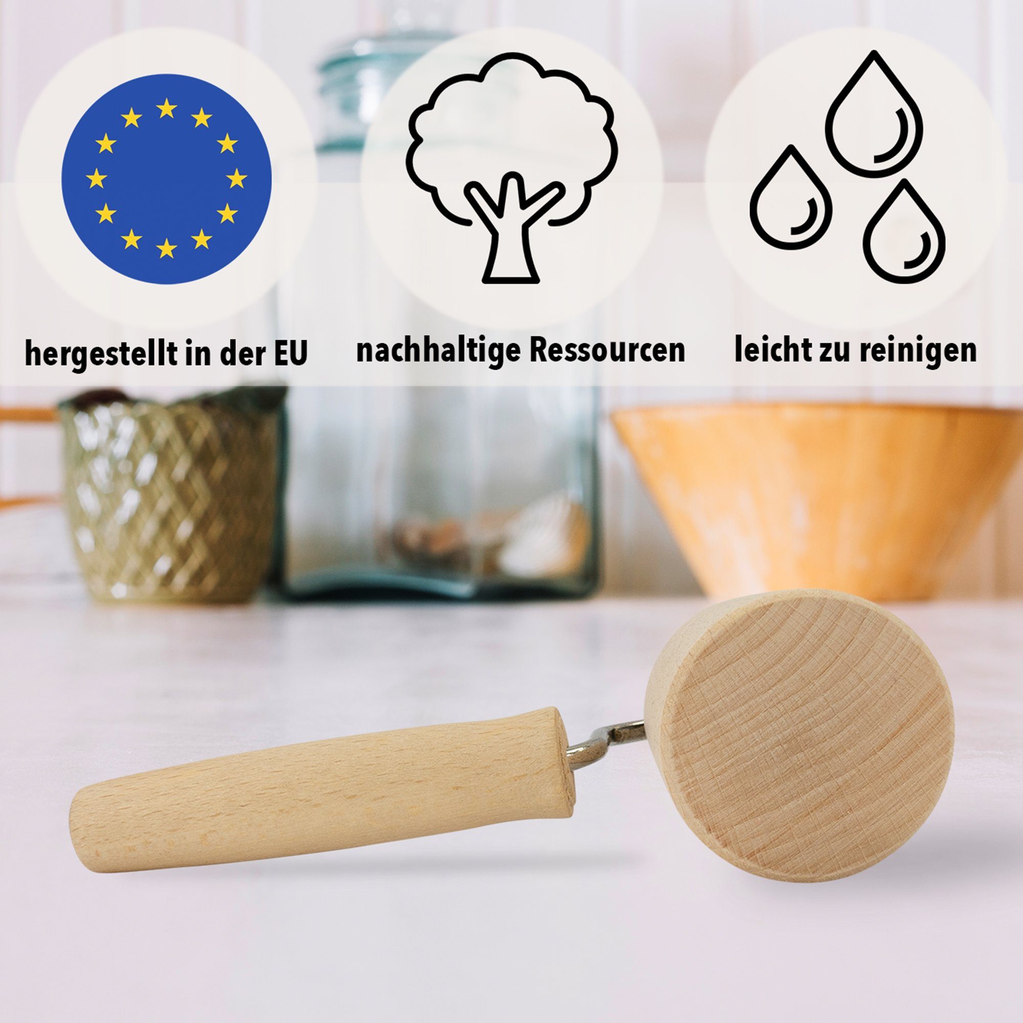 SOHFA Teigroller Backblechroller hergestellt in Europa - Mini Nudelholz für jede Ecke gerade, (1-Set, 1 Roller), kompakte Größe