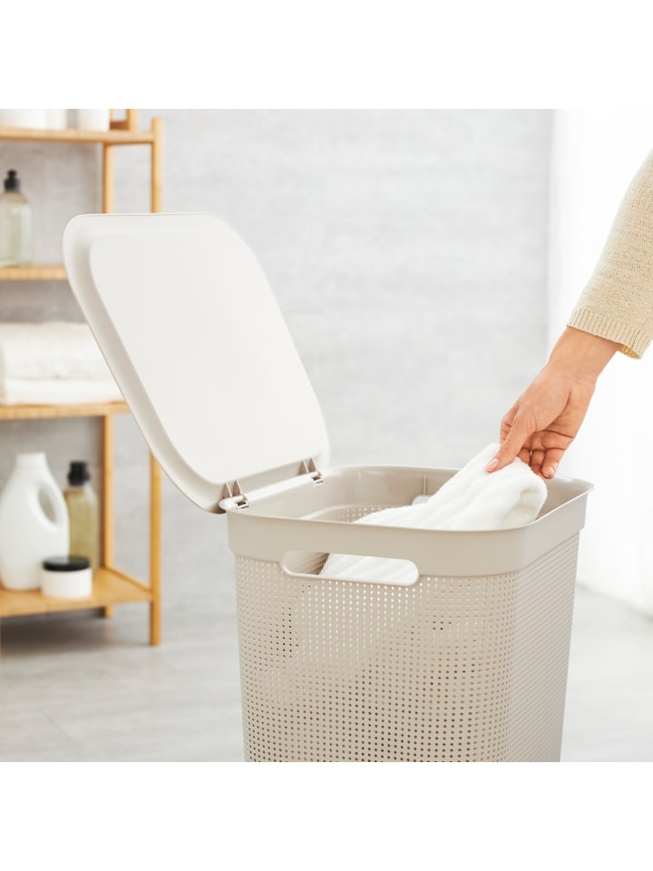 Rotho Brisen Wäschebox 50l mit Deckel und Griffe in Cappuccino günstig kaufen onesize