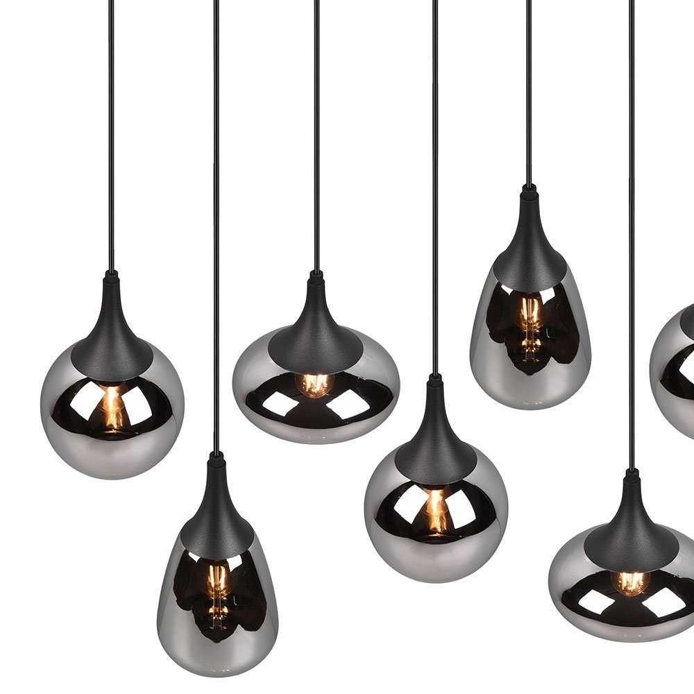 etc-shop Pendelleuchte, Leuchtmittel nicht inklusive, Pendelleuchte Glas 8 flammig Esstischlampe schwarz