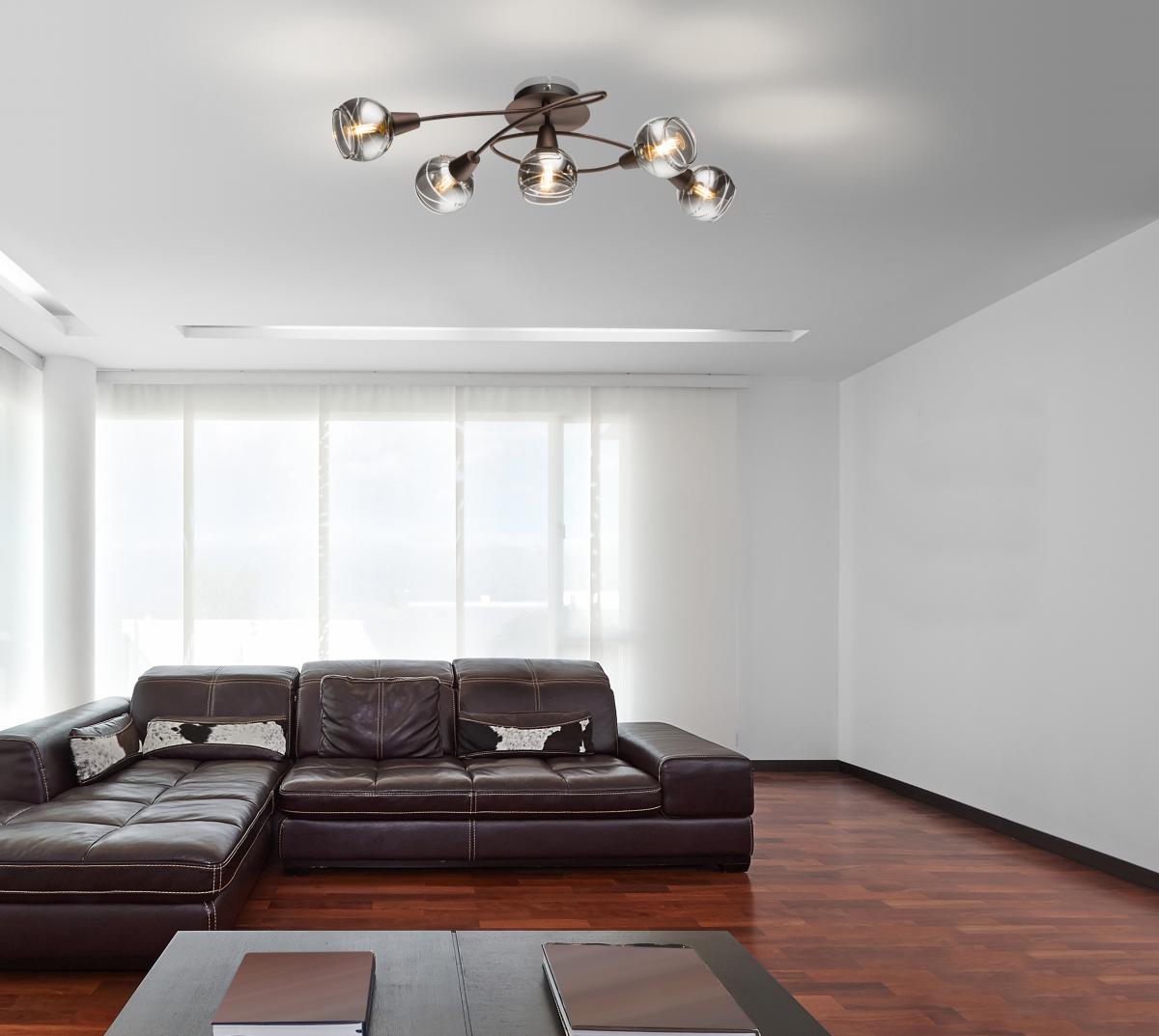Globo Lighting - ISLA - Deckenleuchte Metall bronzefarben, 5x E14 LED